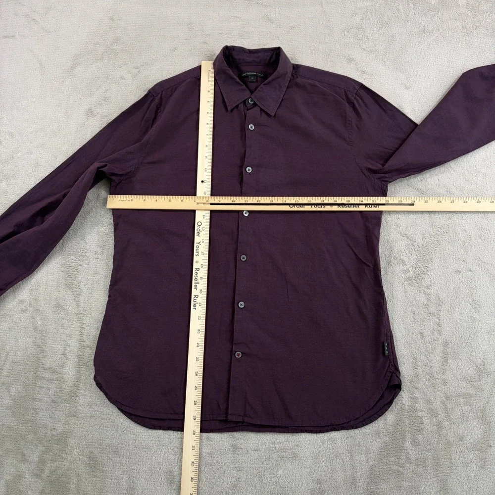 John Varvatos USA Shirt in Plum Men Medium Thin Cotton Pearl Buttons Designer